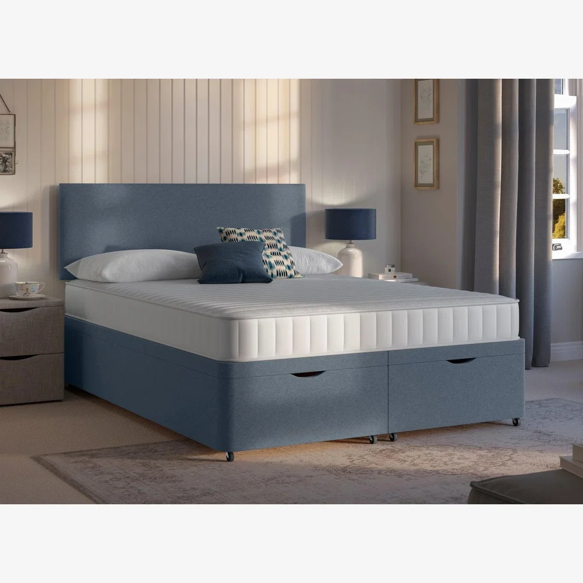 Dreams Workshop Ottoman Divan Bed Base - 4'6 Double - Blue