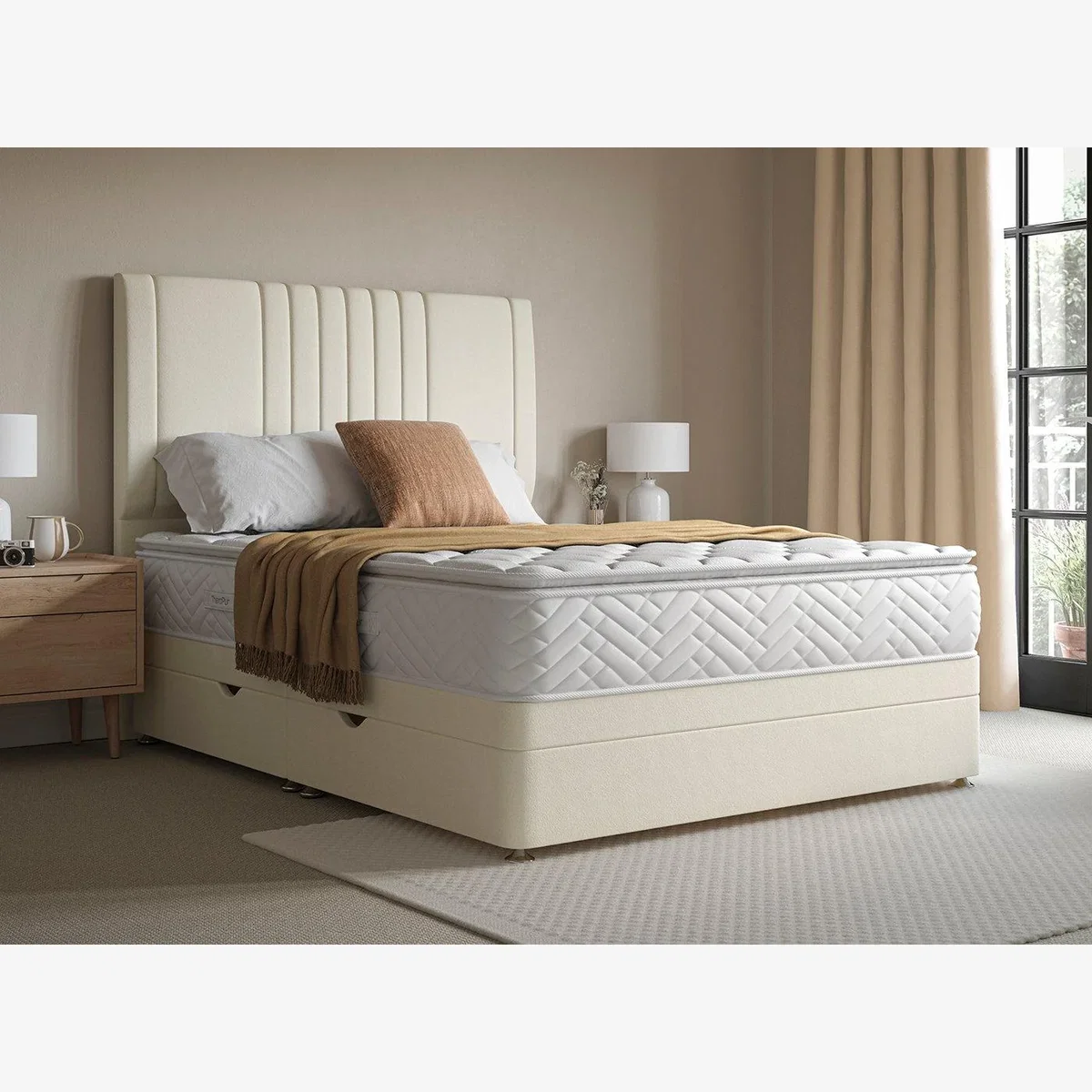 Sleepeezee Contemporary Ottoman Divan Bed Base - 3'0 Single - Cream