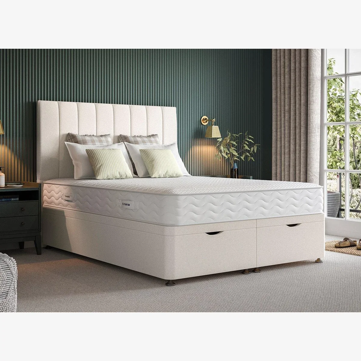 Dream Team Ottoman Divan Bed Base - 6'0 Super King - Cream
