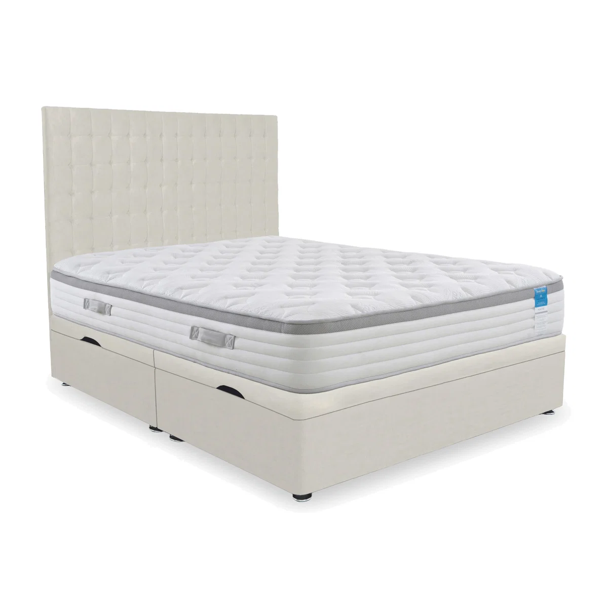 Sleep Story - Hybrid 360 Side Lift Ottoman Divan Set - Super King - Plush Ecru – image 1