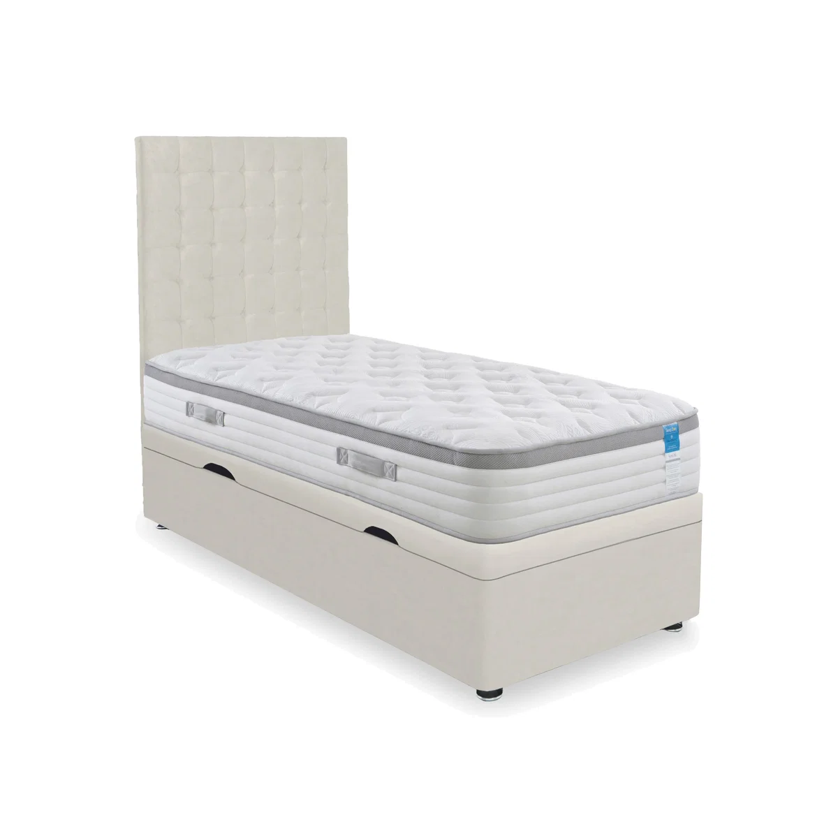 Sleep Story - Hybrid 360 Side Lift Ottoman Divan Set - Single - Plush Ecru – image 1