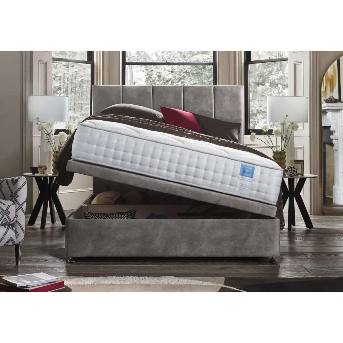 Sleep Story - Memory Luxe Side Lift Ottoman Divan Set - Super King - Lace Dolphin – image 2