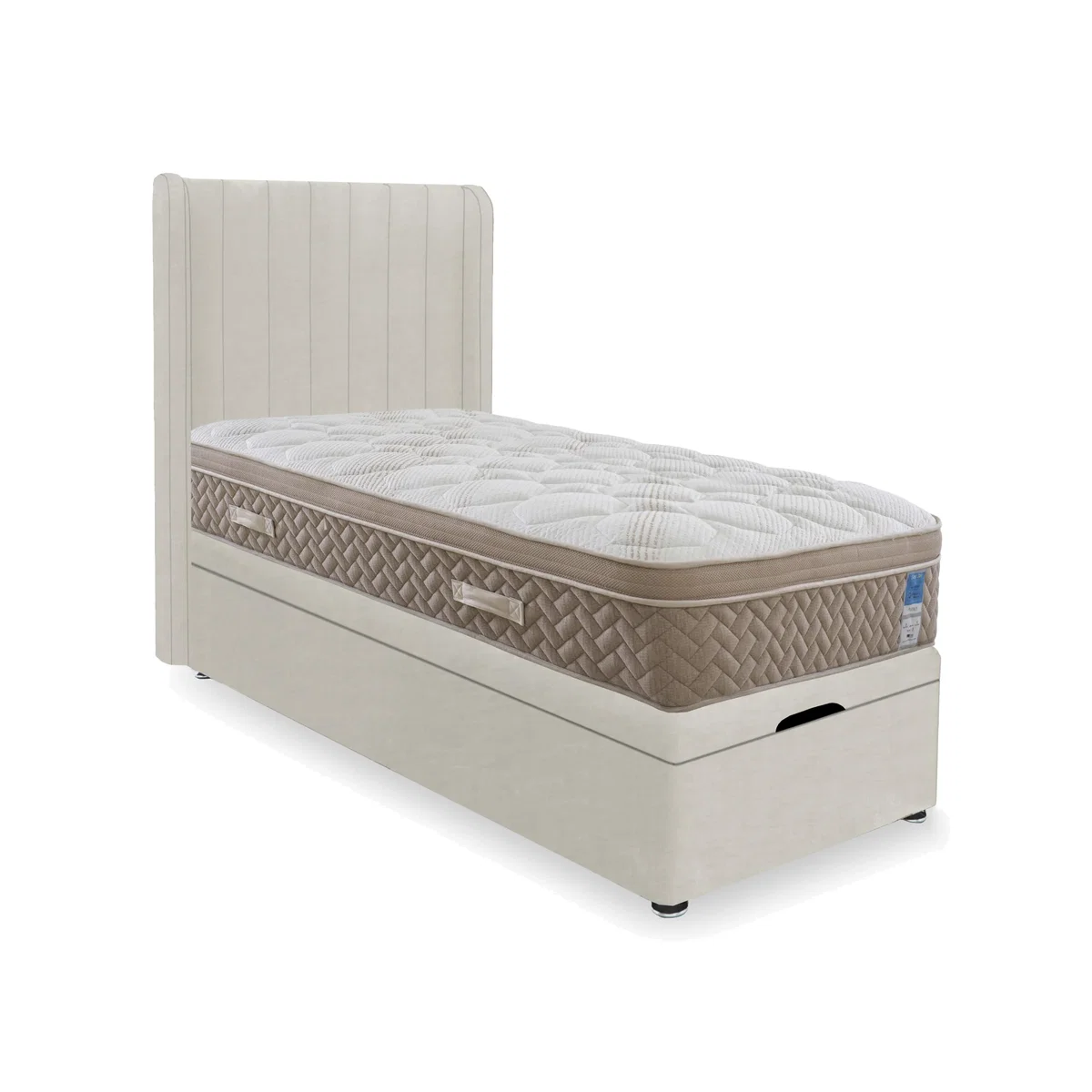 Sleep Story - PlushTech End Lift Ottoman Divan Set - Small Single - Plush Ecru – image 1