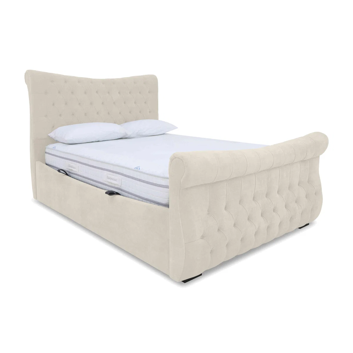 Sleep Story - Lance Left Hand Side Opening Ottoman Bed Frame - Super King - Plush Ecru – image 1