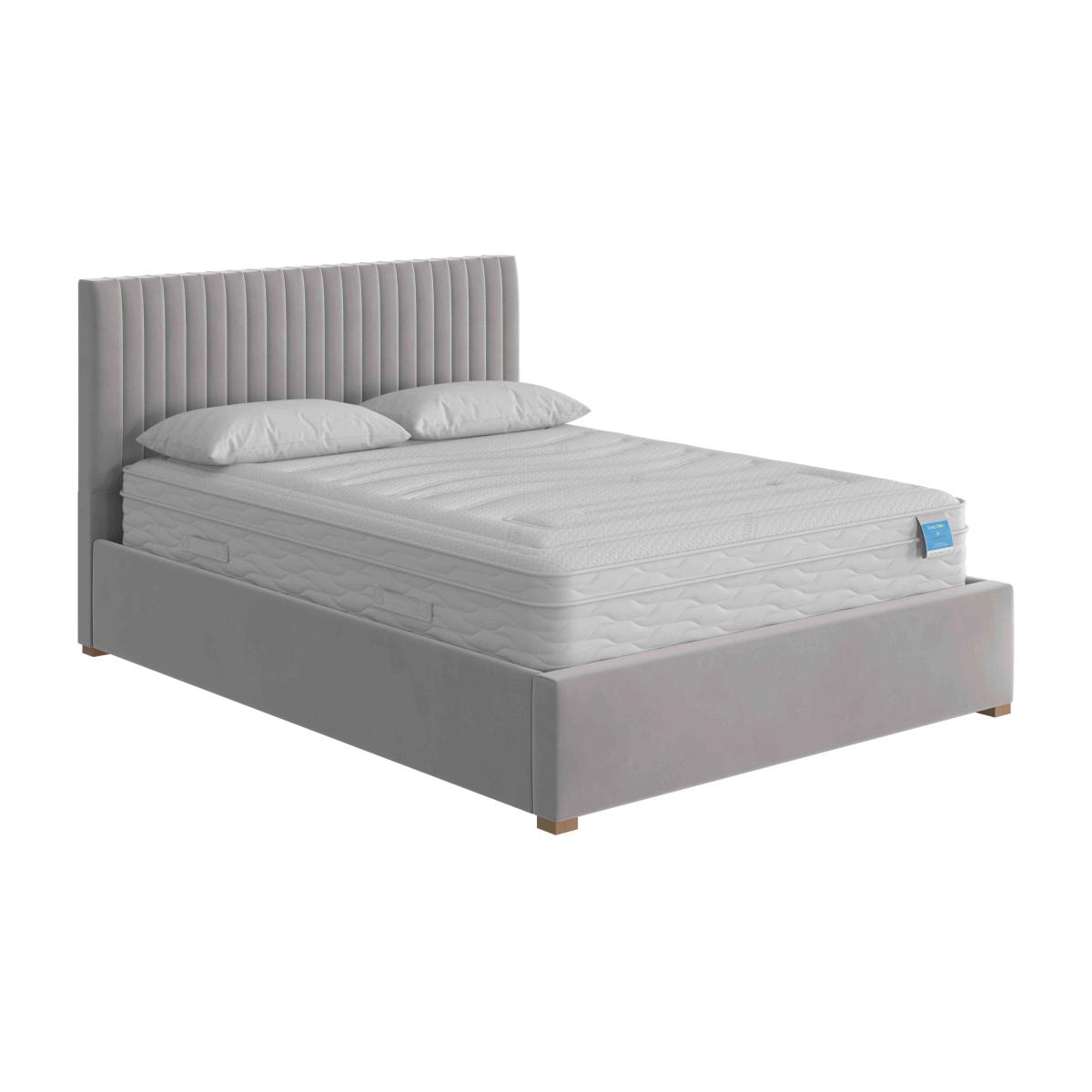 Hugh Ottoman Bed Frame - King Size - Plush Velvet Light Silver – image 1