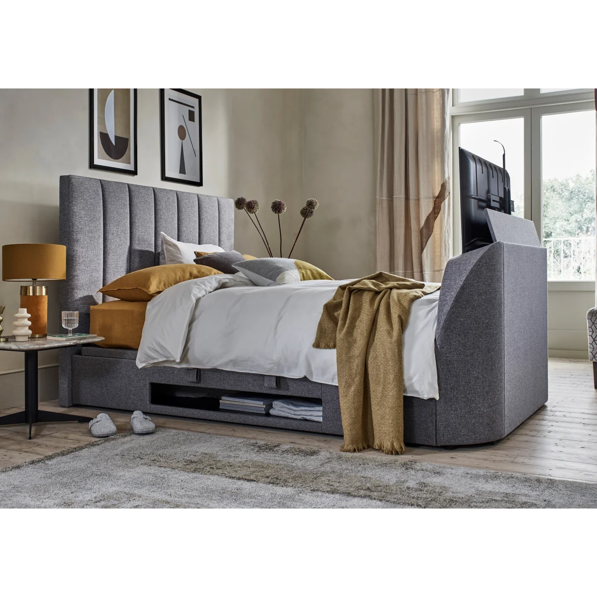 Aramis TV Ottoman Bed Frame - Double - Marbella Grey - Bedroom Furniture – image 3