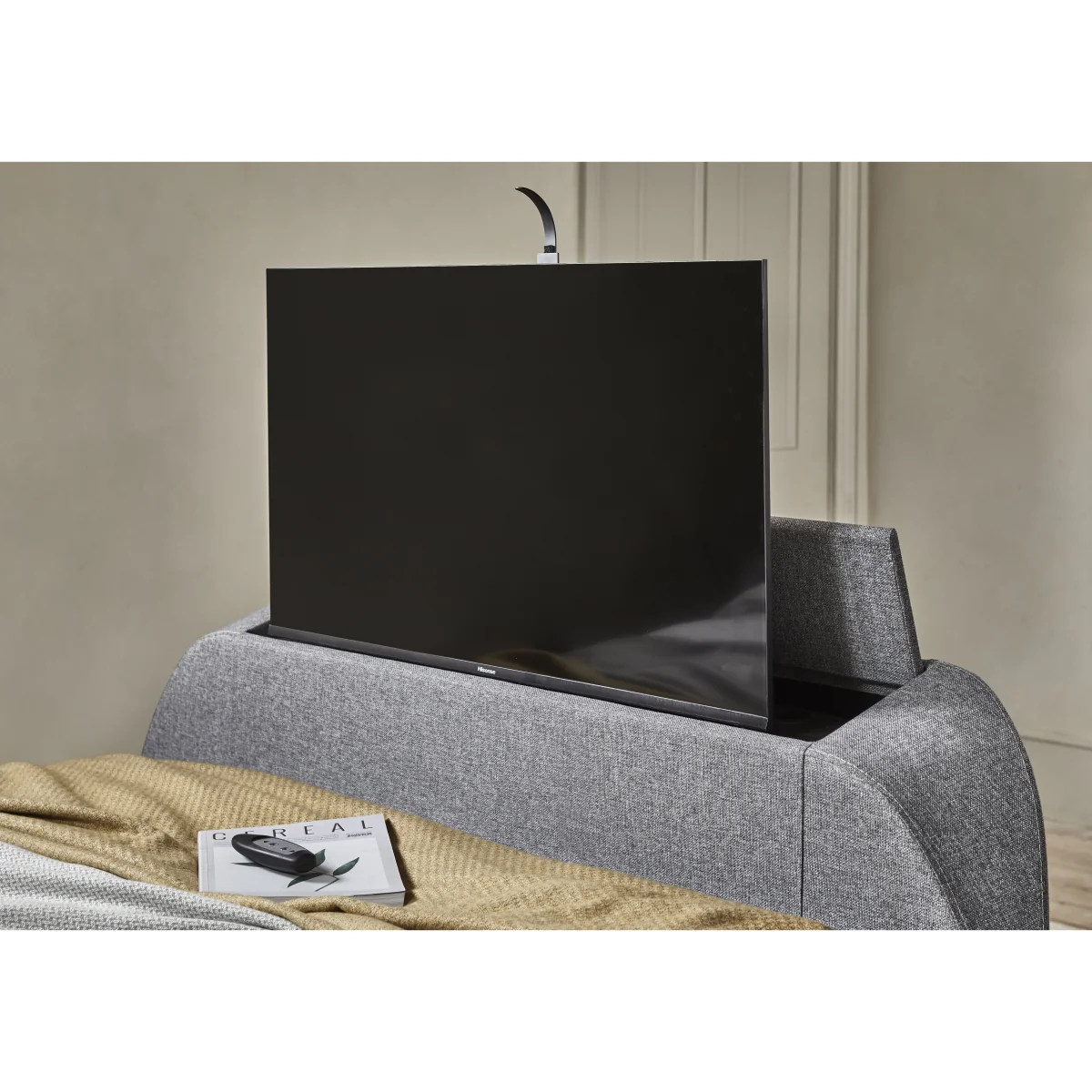 Aramis TV Ottoman Bed Frame - Double - Marbella Grey - Bedroom Furniture – image 5