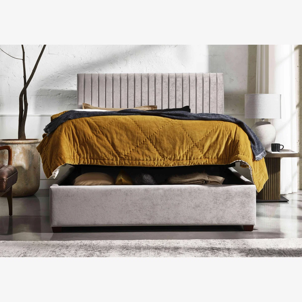 Sam 133cm Headboard Electric Ottoman Bed Frame - Super King - Savannah Armour – image 1
