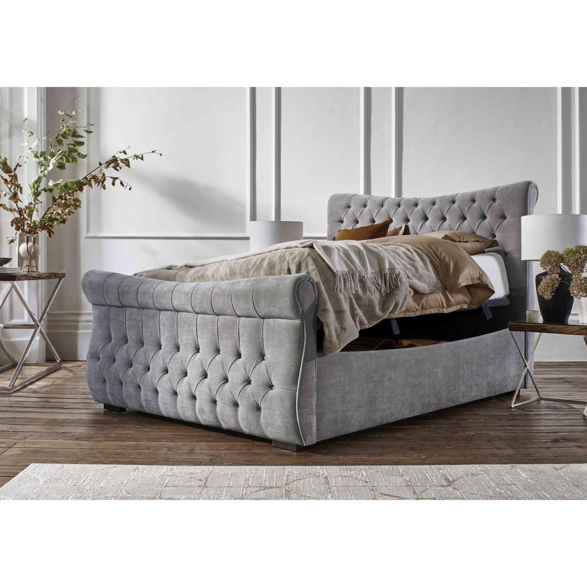 Sleep Story - Lance Right Hand Side Opening Ottoman Bed Frame - King Size - Lace Caramel – image 2