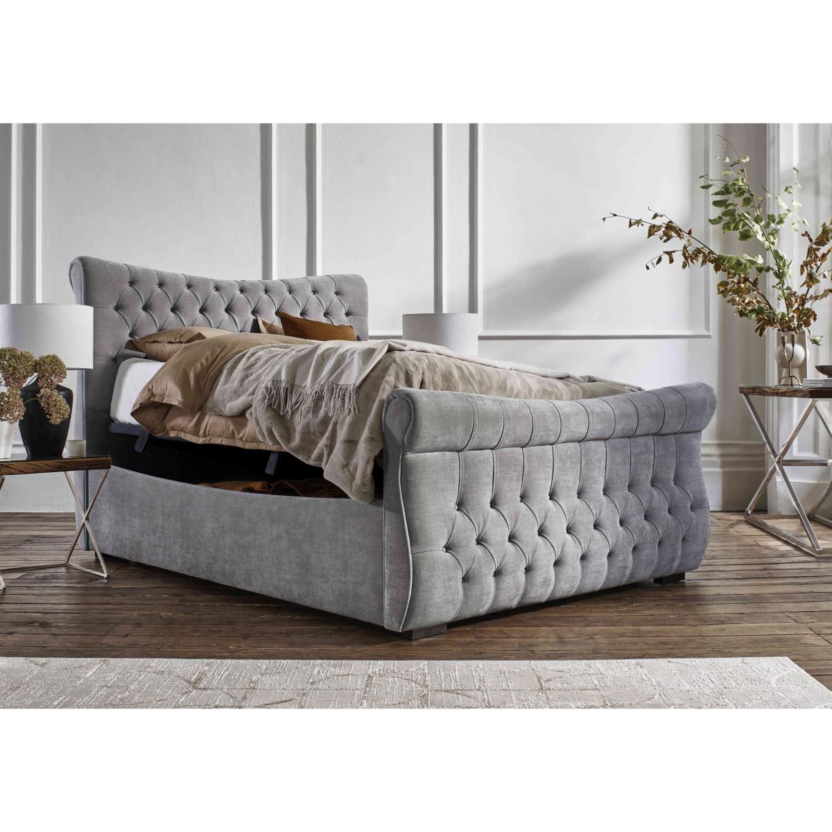 Sleep Story - Lance Left Hand Side Opening Ottoman Bed Frame - Small Double - Plush Lilac – image 2