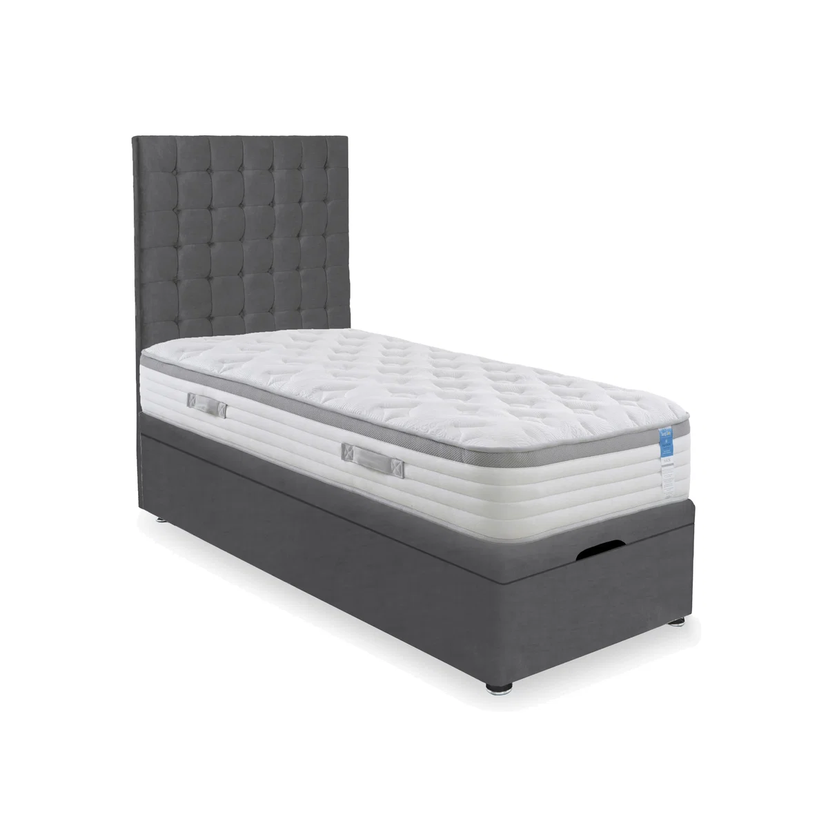Sleep Story - Hybrid 360 End Lift Ottoman Divan Set - Single - Plush Dark Grey – image 1