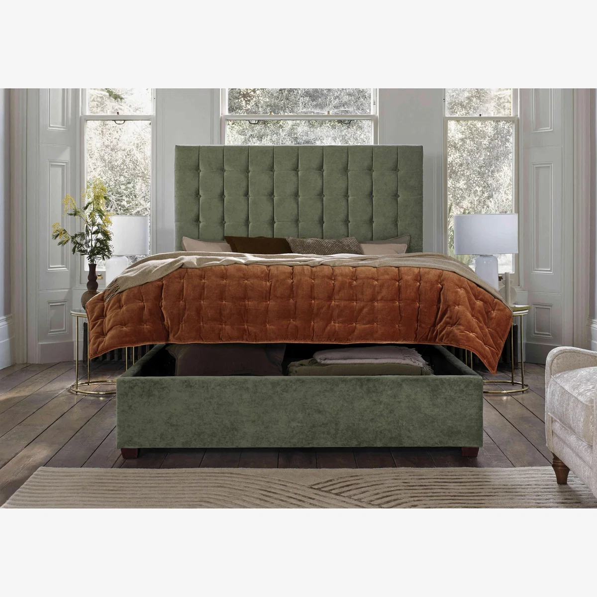 Carrie 160cm Headboard Manual Ottoman Bed Frame - King Size – image 1