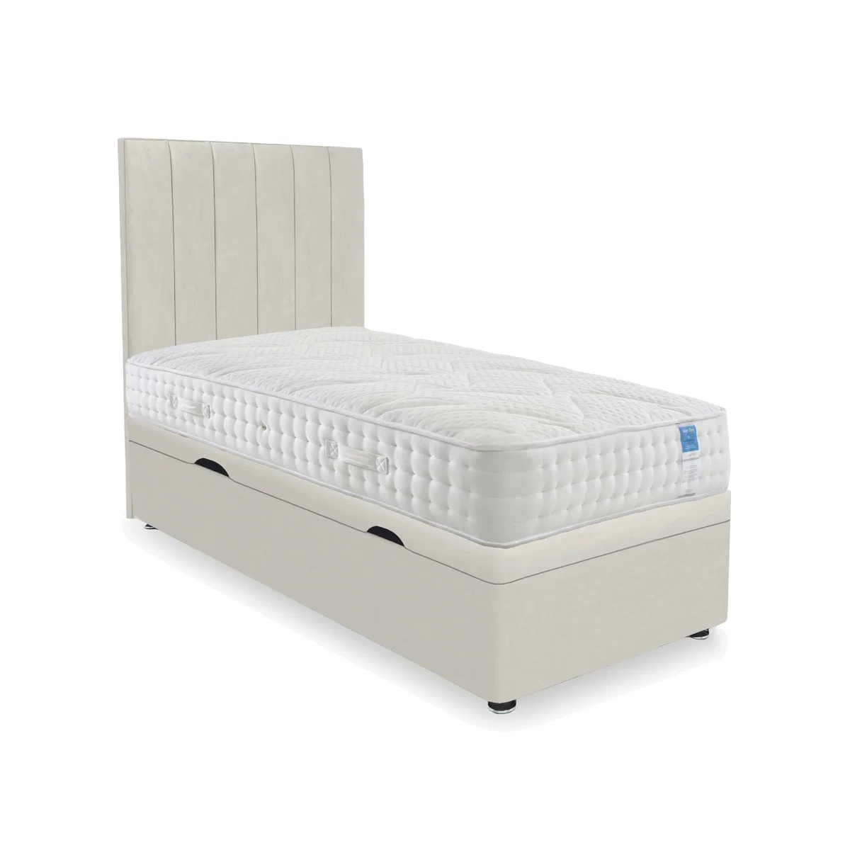 Sleep Story - Luxury Firm Side Lift Ottoman Divan Set - Small Single - Plush Ecru – image 1