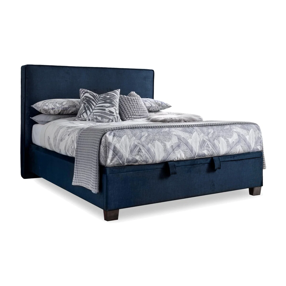 Malt End Lift Ottoman Bed Frame - Super King - Blue Velvet – image 1