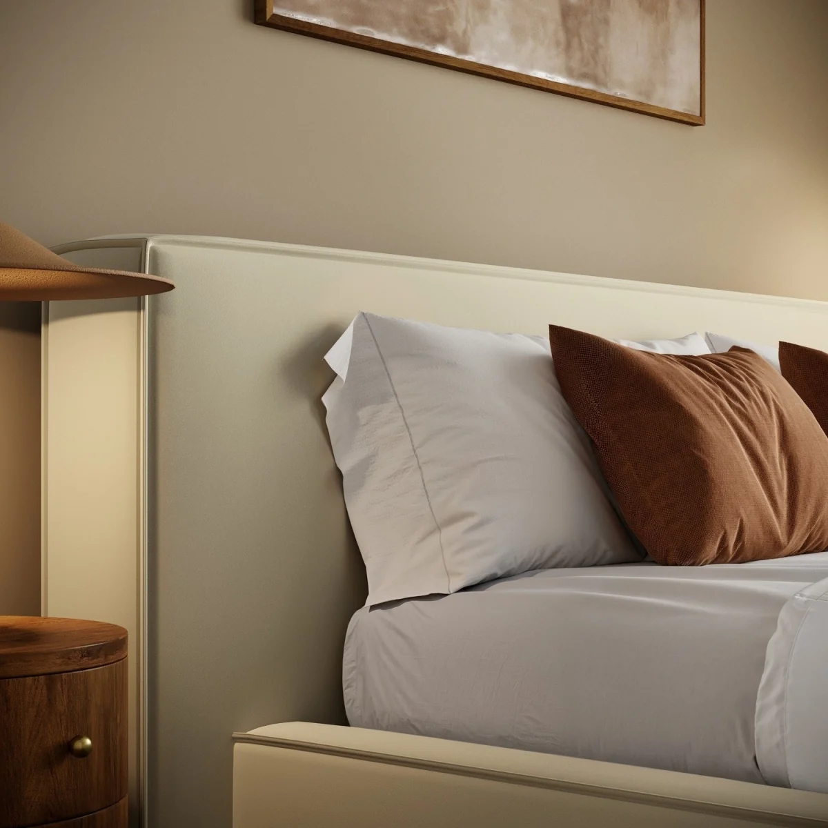 Cream Velvet Super King Low-Profile Ottoman Bed with Tailored Seam Detailing - Sereno – image 2