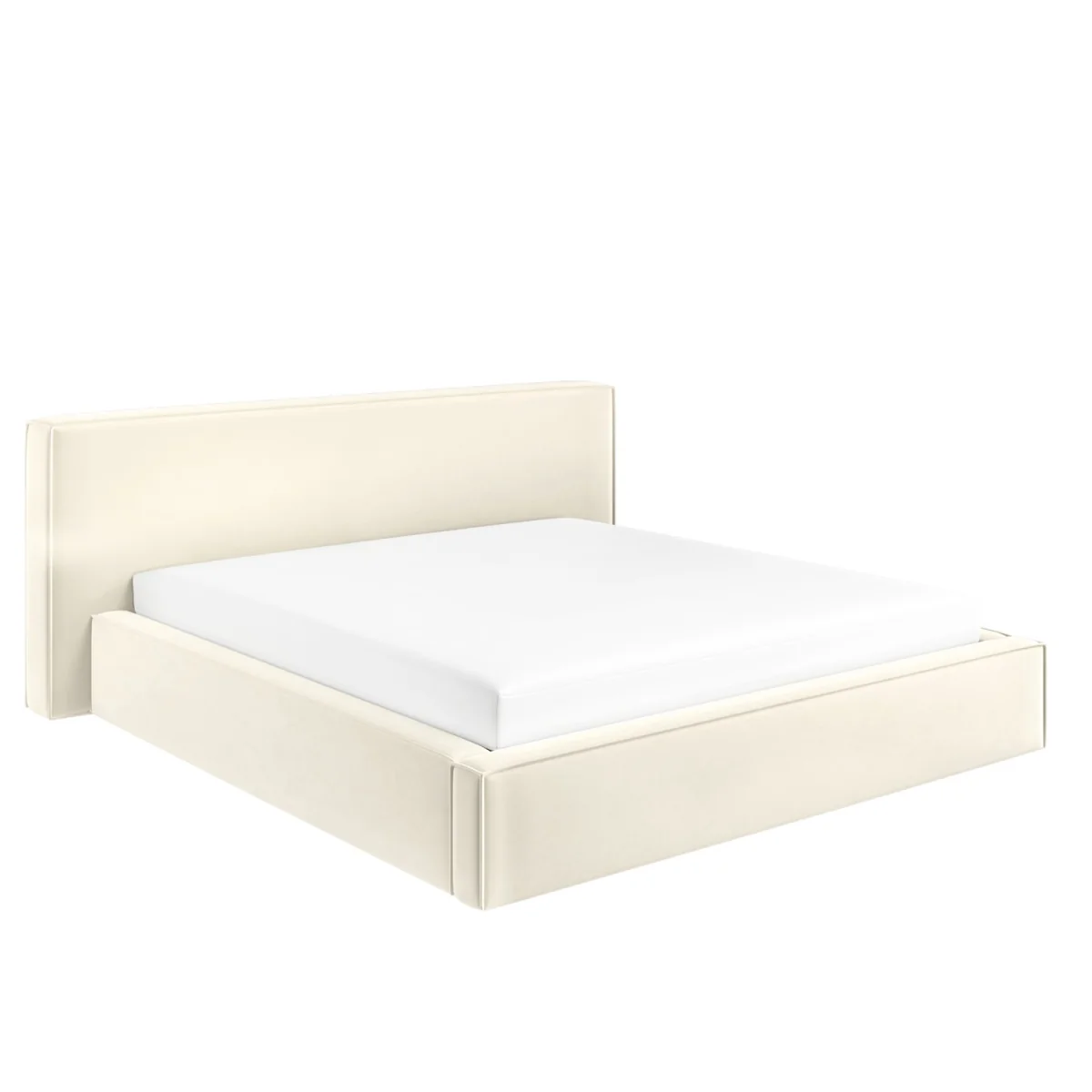 Cream Velvet Super King Low-Profile Ottoman Bed with Tailored Seam Detailing - Sereno – image 6