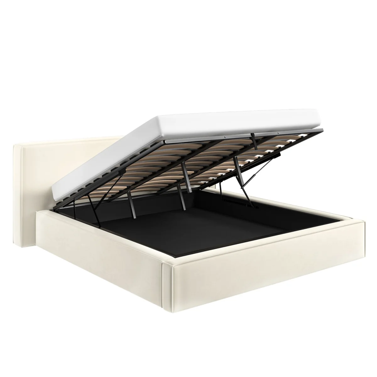 Cream Velvet Super King Low-Profile Ottoman Bed with Tailored Seam Detailing - Sereno – image 8