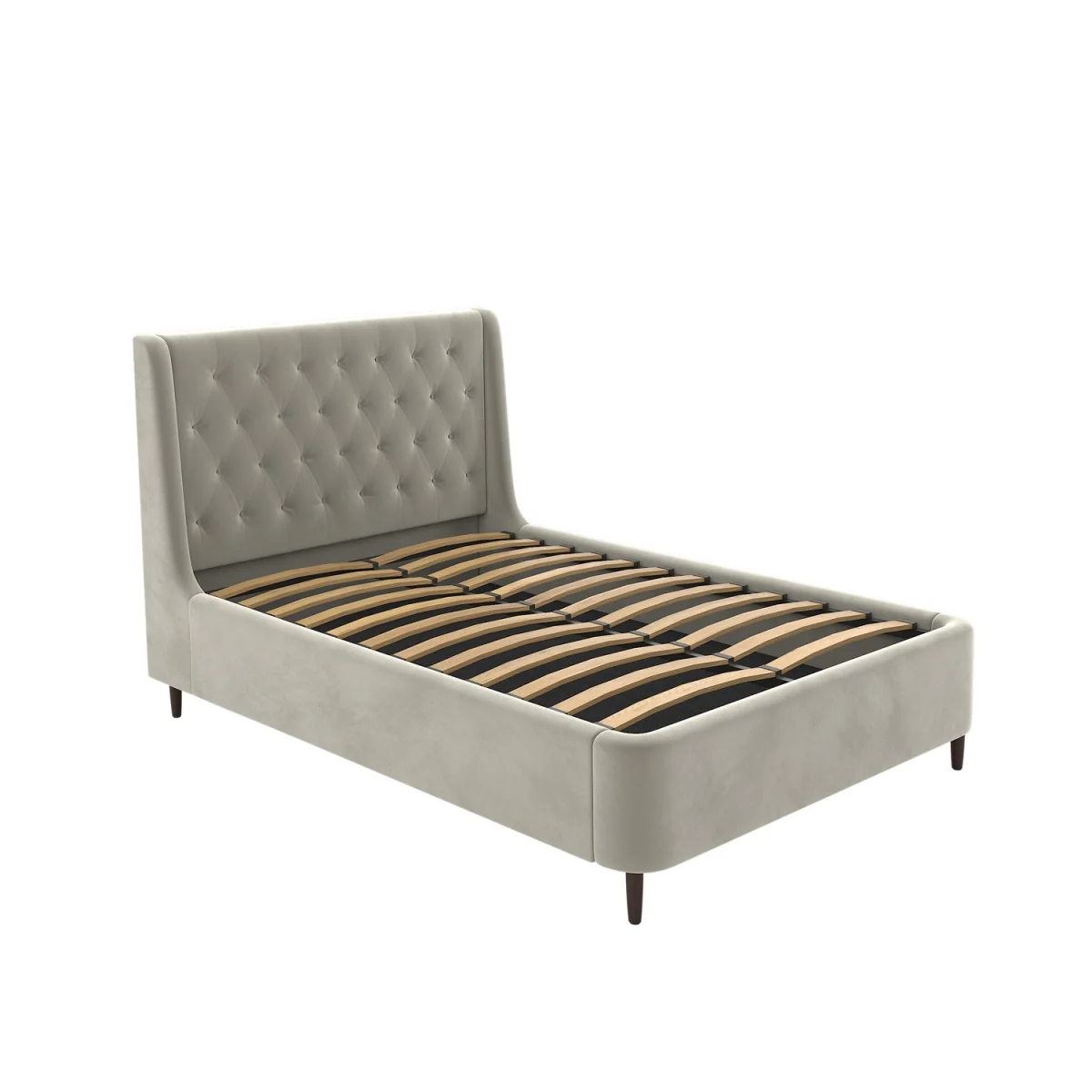 Beige Velvet Small Double Ottoman Bed With Legs - Amara – image 6