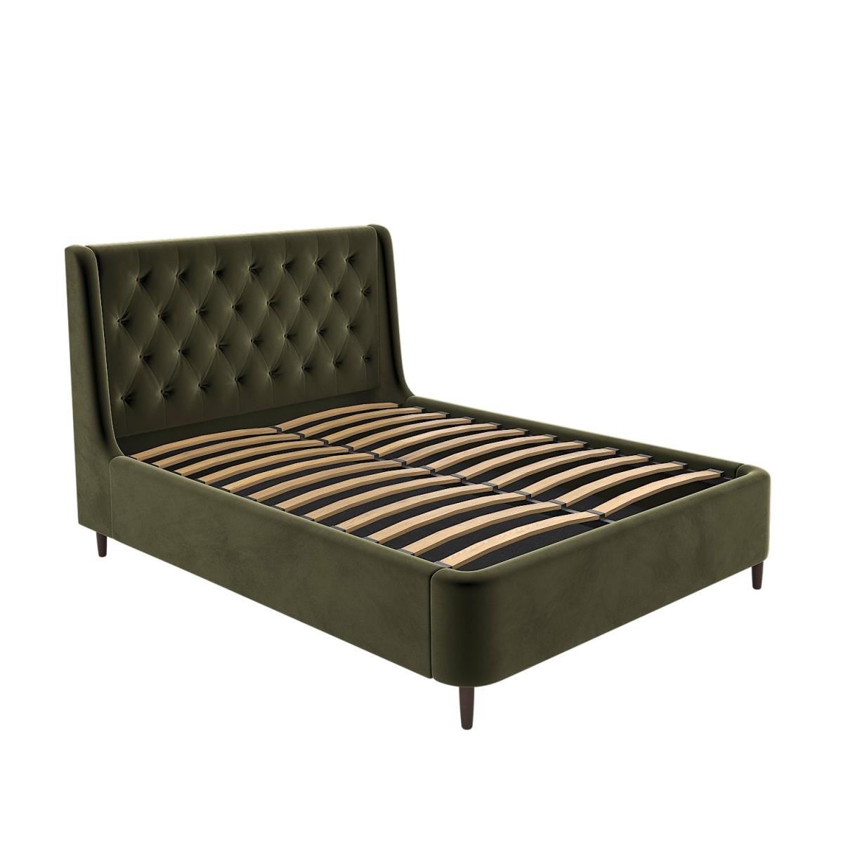 Olive Green Velvet Double Ottoman Bed With Legs - Amara – image 6