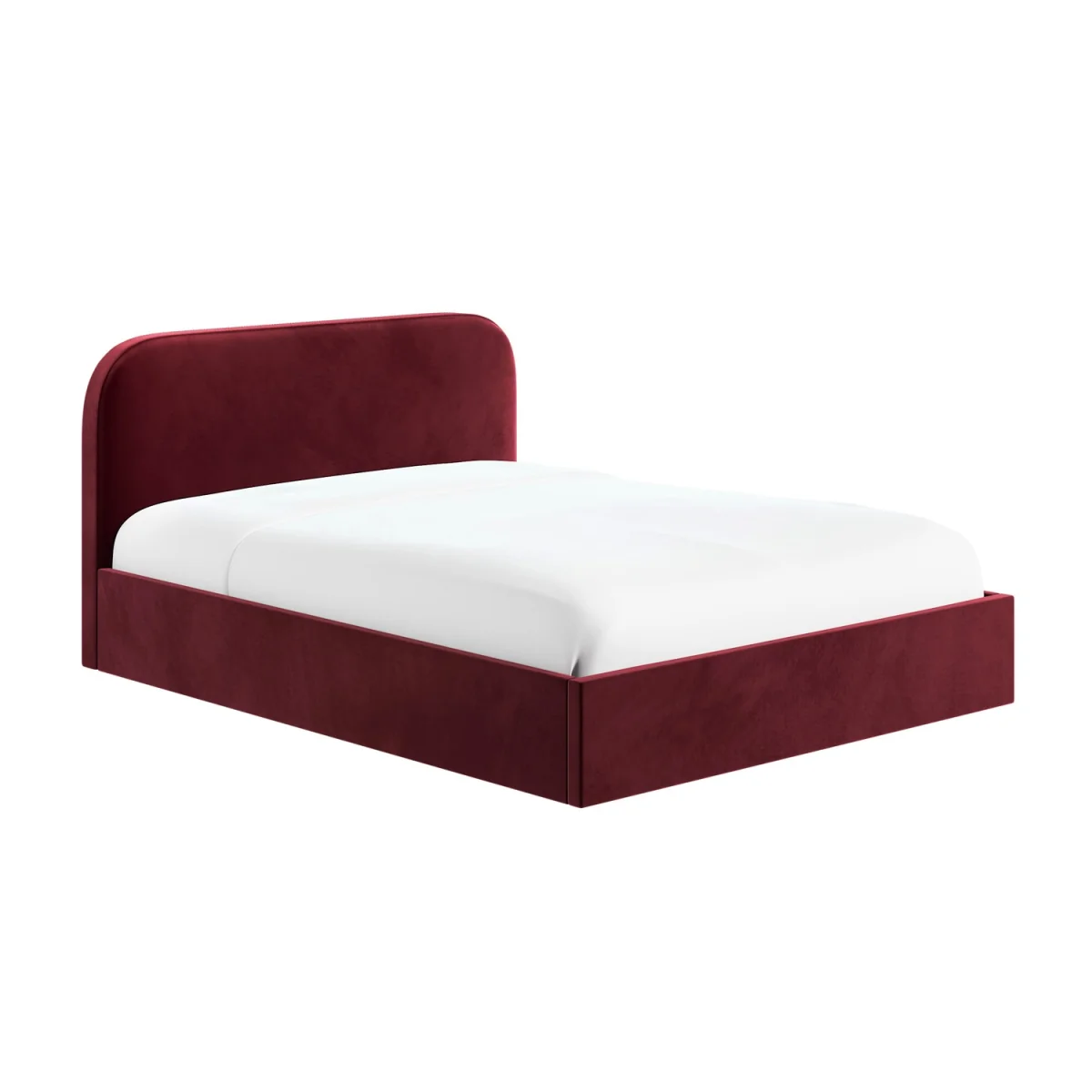 Burgundy Velvet Upholstered King Size Ottoman Bed with Curved Headboard - Zara – image 4