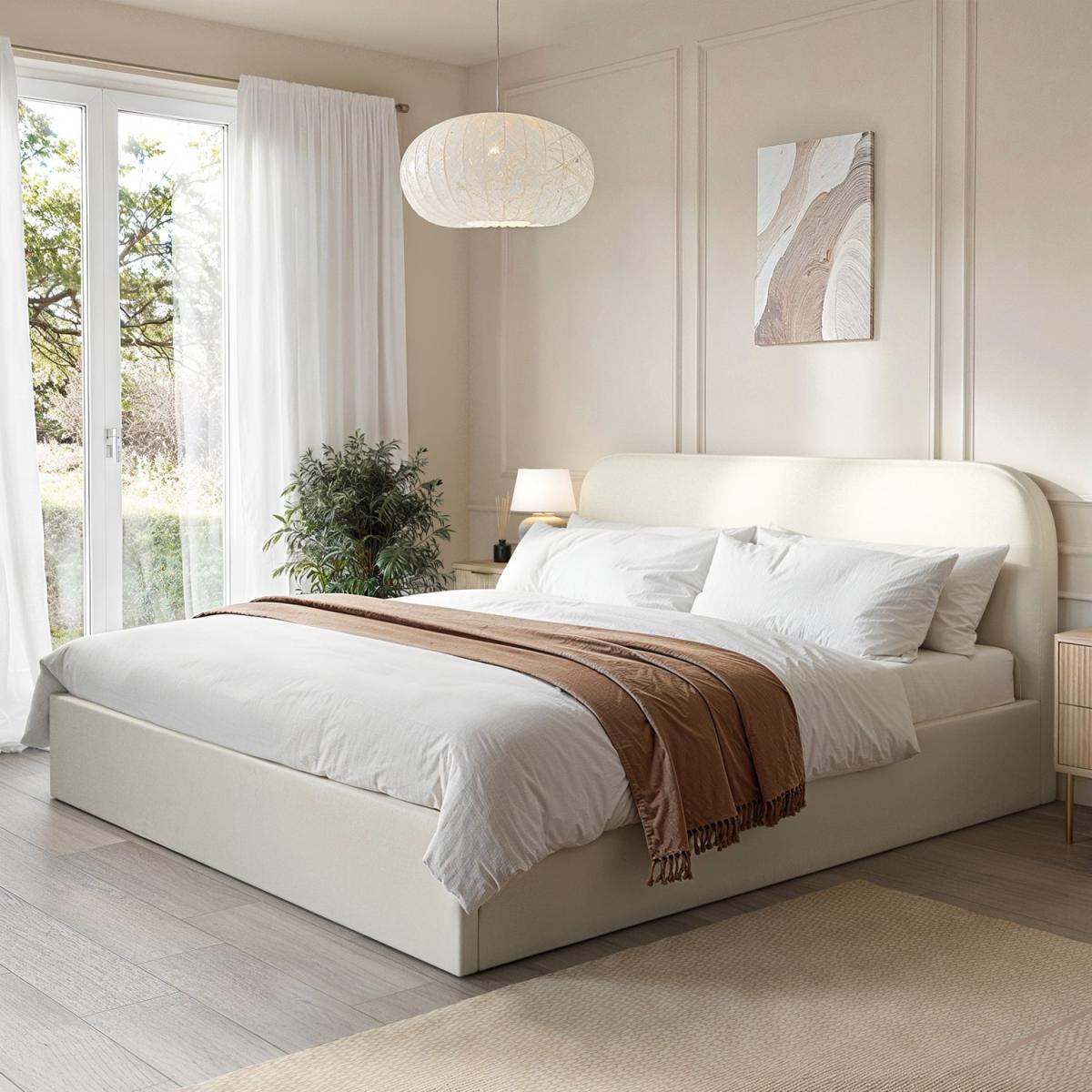 Cream Fabric Super King Ottoman Bed Frame - Zara – image 1