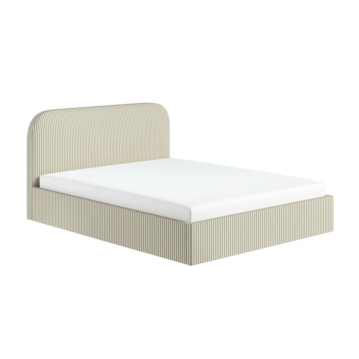 Cream and Green Striped King Size Ottoman Bed With Curved Headboard - Zara – image 5