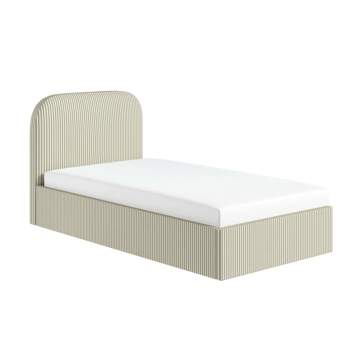 Cream and Green Striped Single Ottoman Bed With Curved Headboard - Zara – image 6