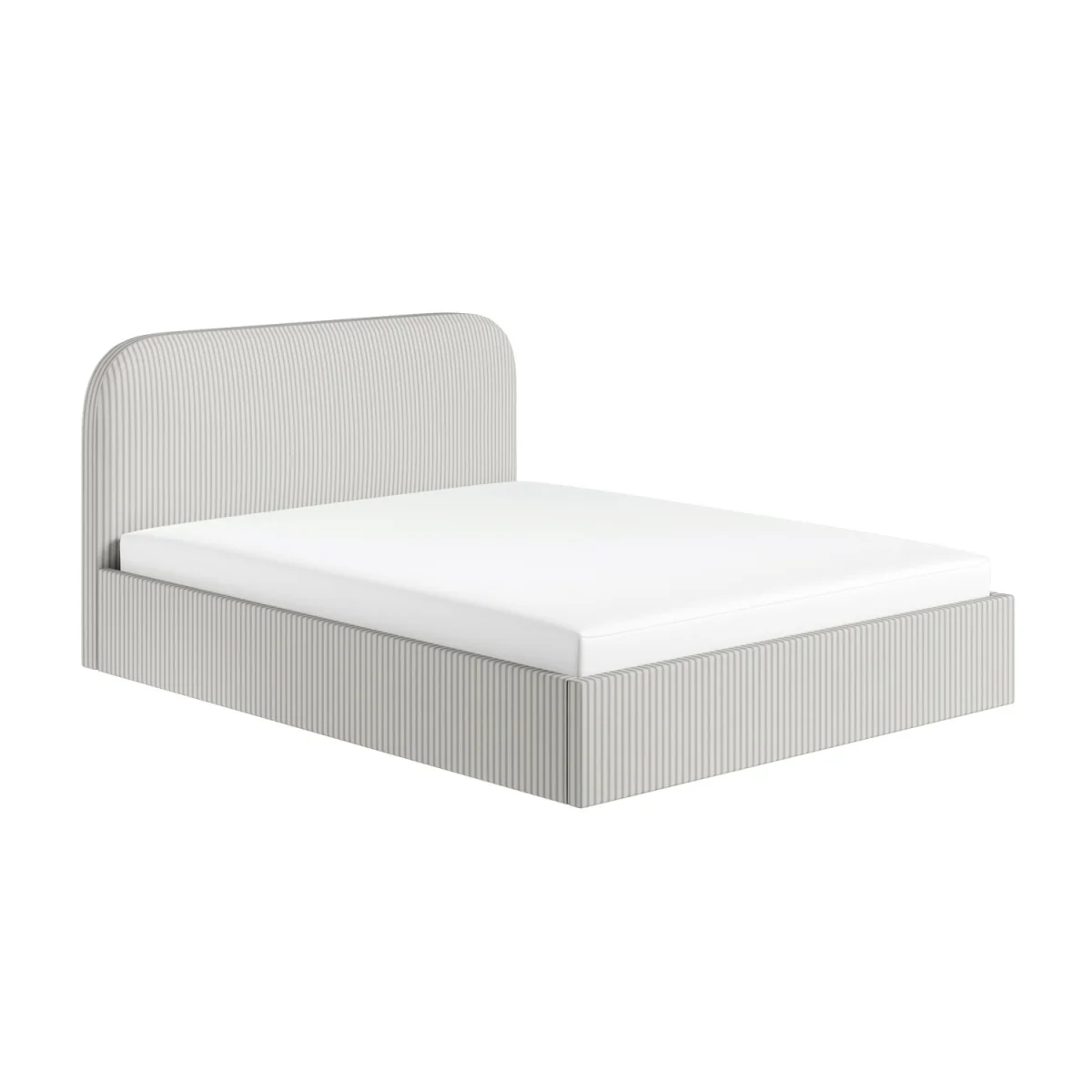 Cream and Grey Striped King Size Ottoman Bed With Curved Headboard - Zara – image 4