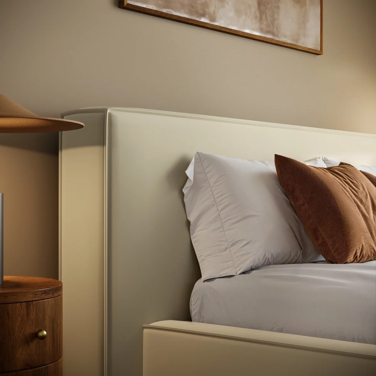 Cream Velvet King Size Low-Profile Ottoman Bed with Tailored Seam Detailing - Sereno – image 2