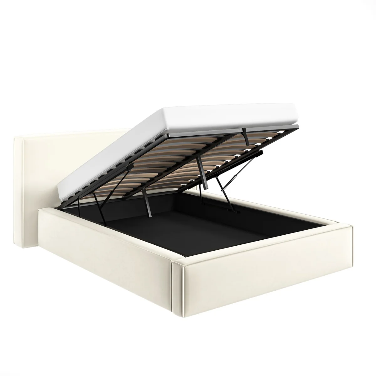 Cream Velvet King Size Low-Profile Ottoman Bed with Tailored Seam Detailing - Sereno – image 8