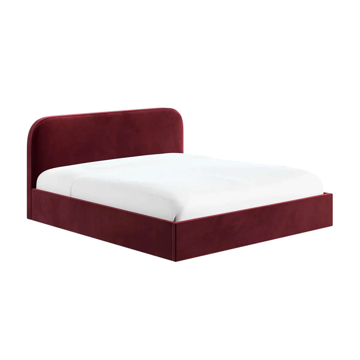Burgundy Velvet Upholstered Super King Ottoman Bed with Curved Headboard - Zara – image 2