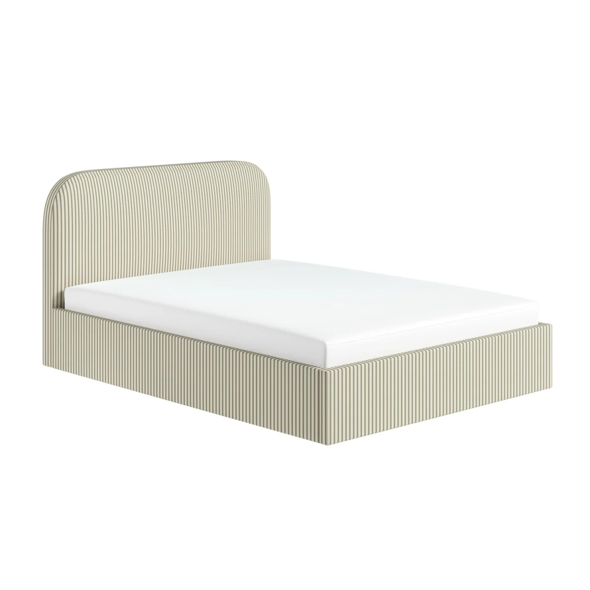 Cream and Green Striped Double Ottoman Bed With Curved Headboard - Zara – image 5