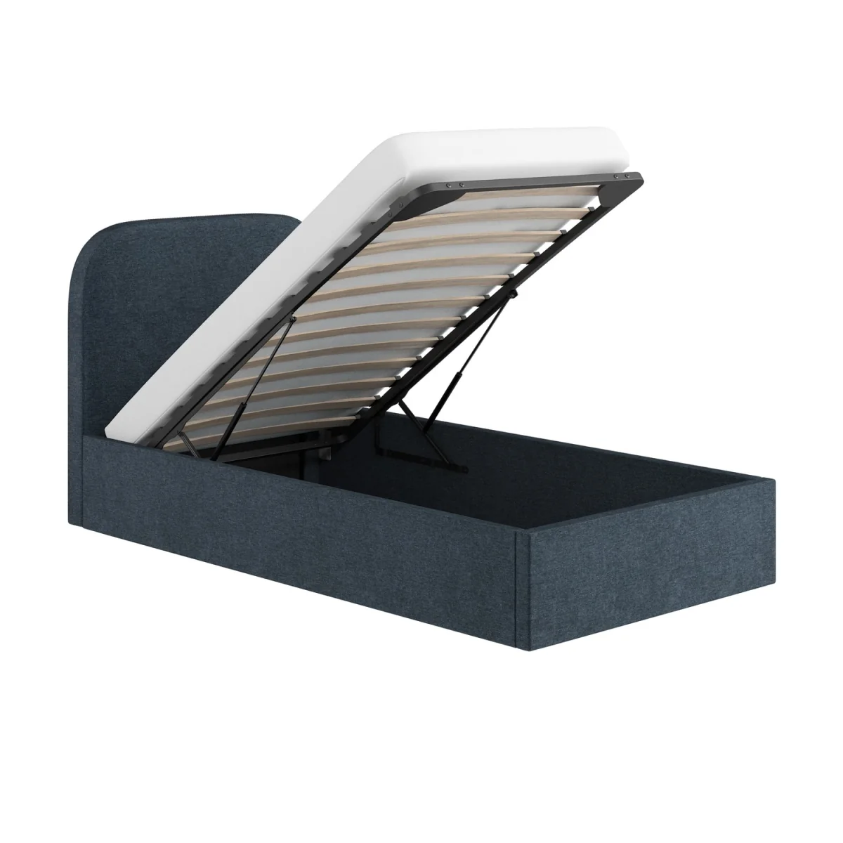 Blue Upholstered Single Ottoman Bed with Curved Headboard - Zara – image 6