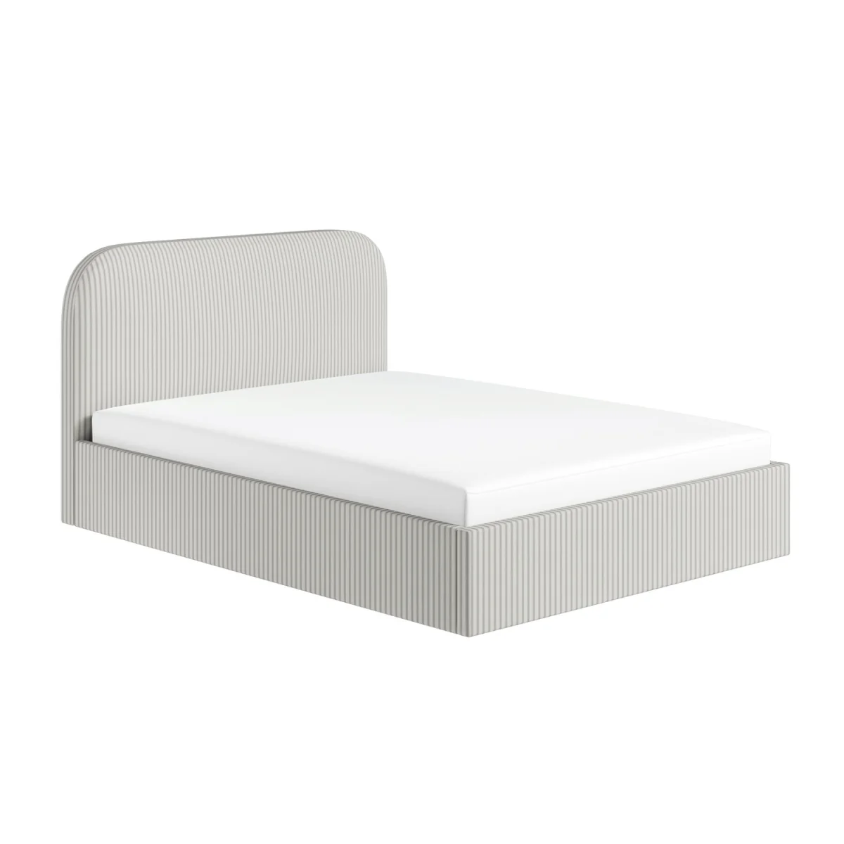 Cream and Grey Striped Double Ottoman Bed With Curved Headboard - Zara – image 4