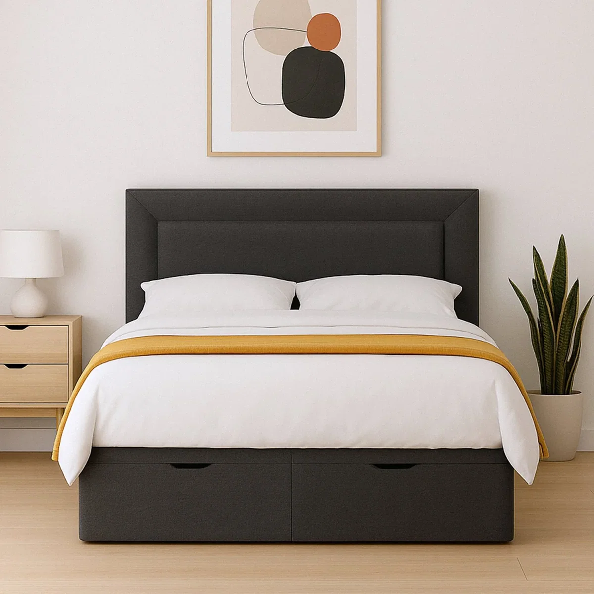 Millbrook Border Double Fabric EndLift Ottoman Bed- Charcoal – image 1