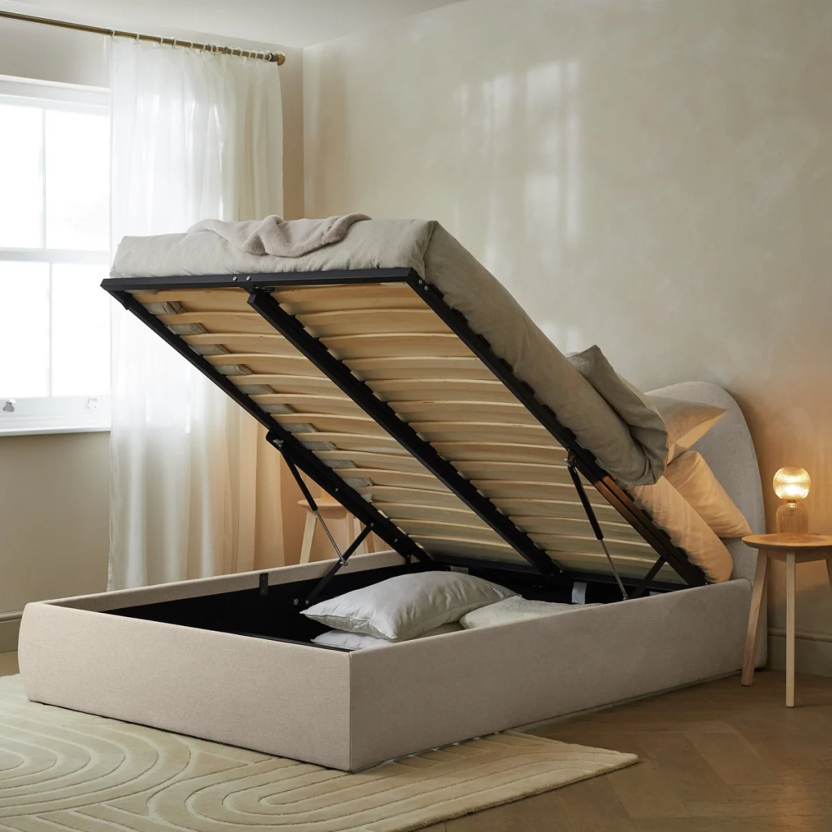 Habitat Orton Small Double End Lift Ottoman Bed - Beige – image 2