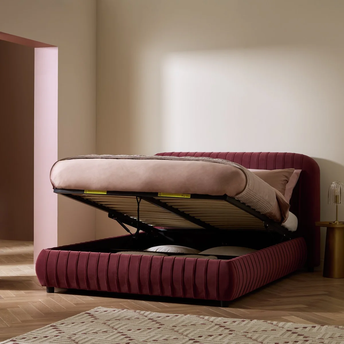 Habitat Beatrix Kingsize End Lift Ottoman Bed - Dark Red – image 2
