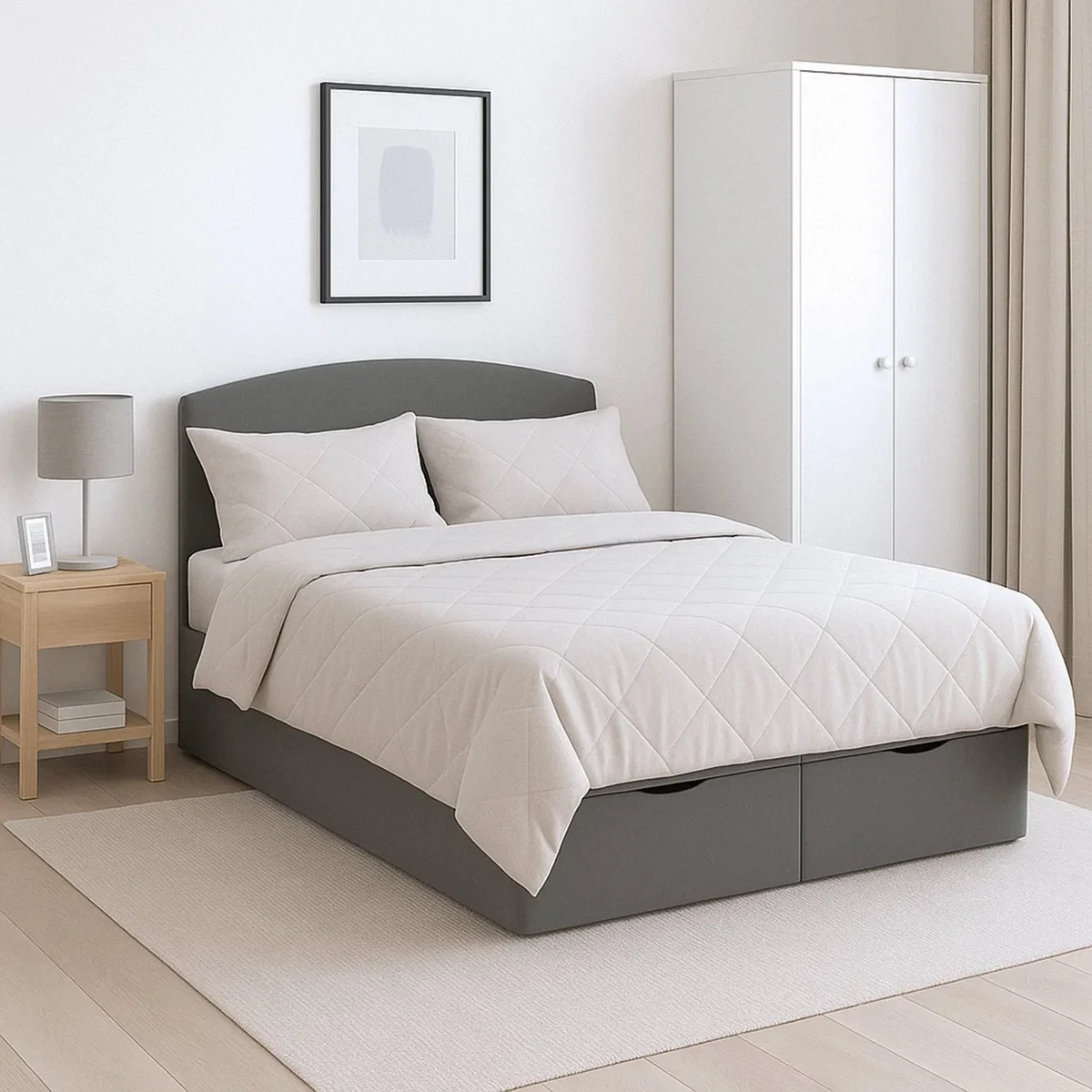 Millbrook Archer Double Fabric End Lift Ottoman Bed- Grey – image 1
