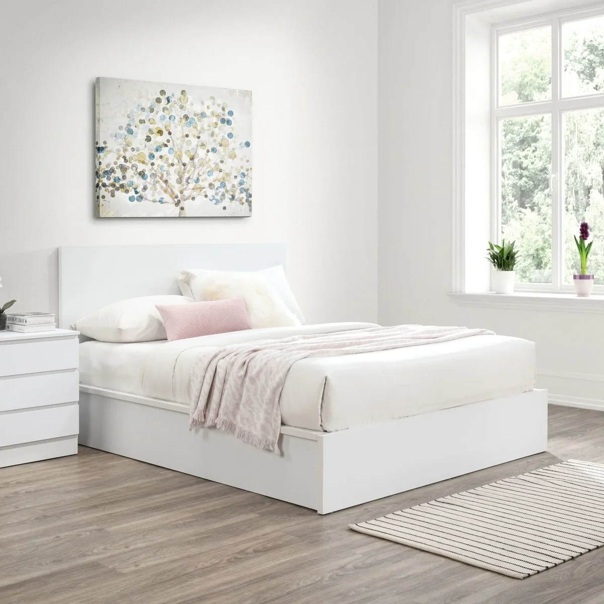Oslo - King Size - Ottoman Storage Bed - White - Wooden - 5ft - Happy Beds