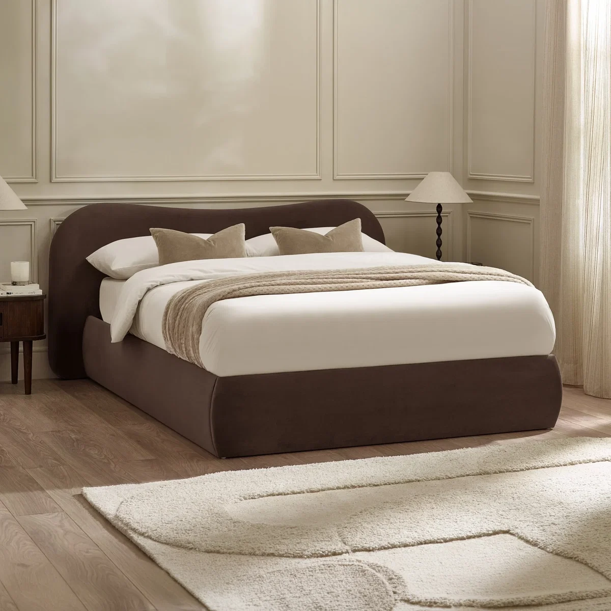 Mallow - Double - Ottoman Storage Bed - Chocolate Brown - Fabric- 4ft6