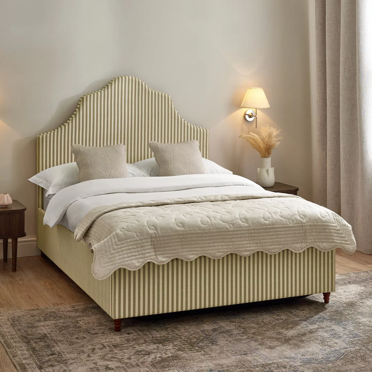 Chelsea - Single - Ottoman Storage Bed - Natural Striped - Fabric - 3ft
