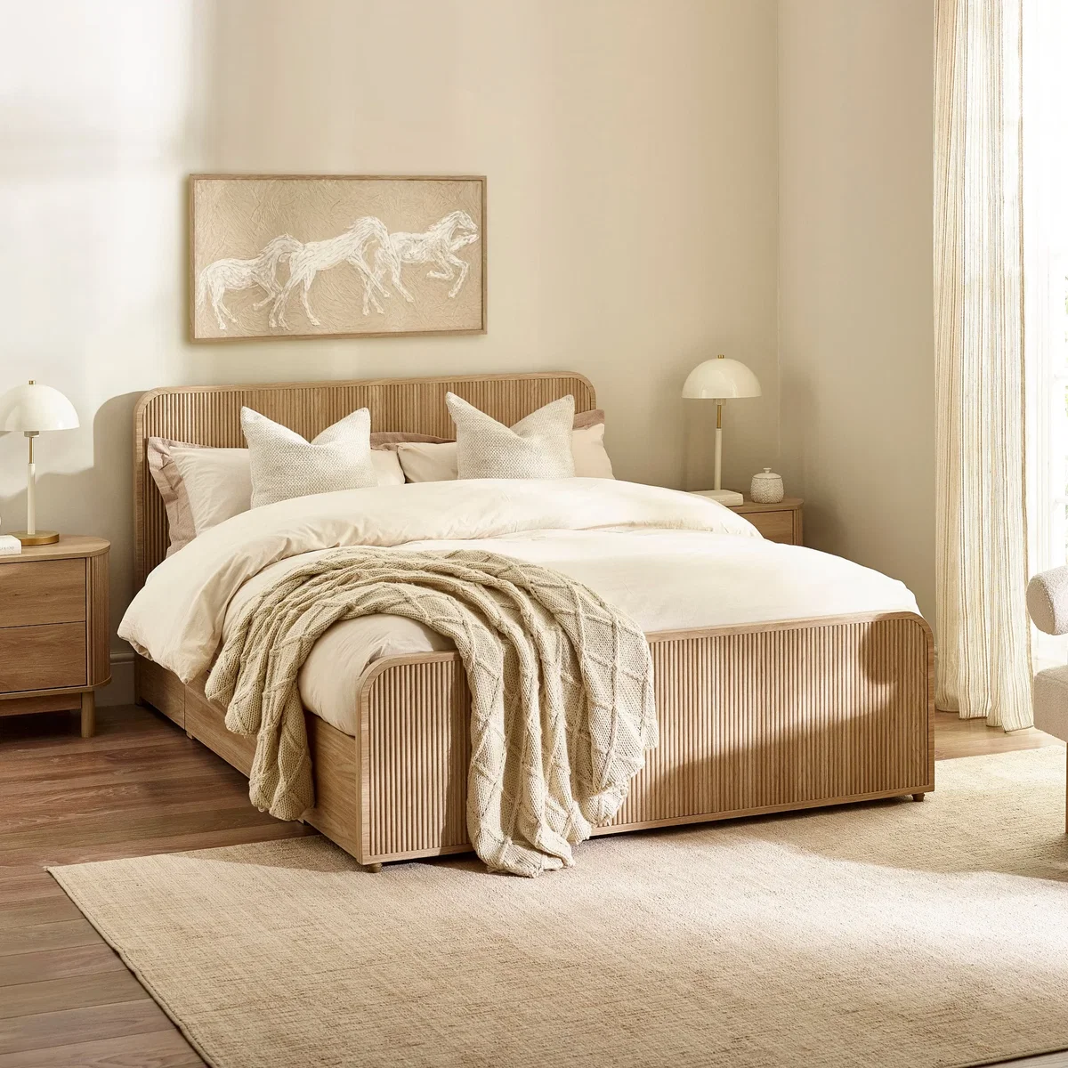 Holven - King-Size - 2 Drawer Storage Bed - Light Oak - Wooden - 5ft