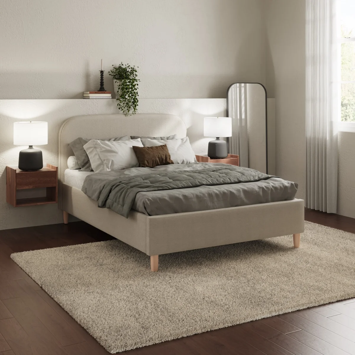 Florence Boucle Ottoman Storage Bed - Natural Stone / Double – image 1