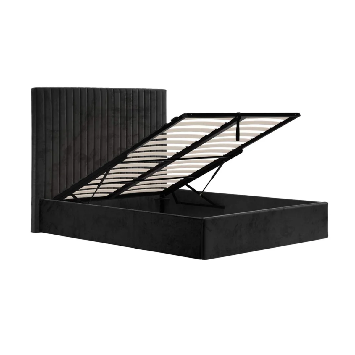 Dublin 6ft Super King Ottoman Bed in Velvet - Black – image 4