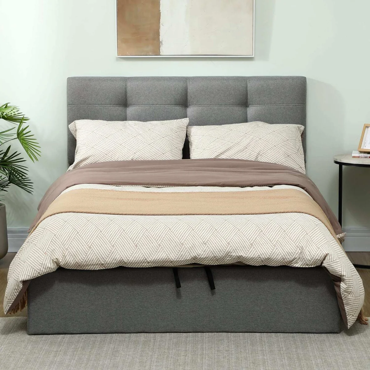 Sutto 4FT6 Double Ottoman Bed with Gas-Lift Storage, Grey – image 4
