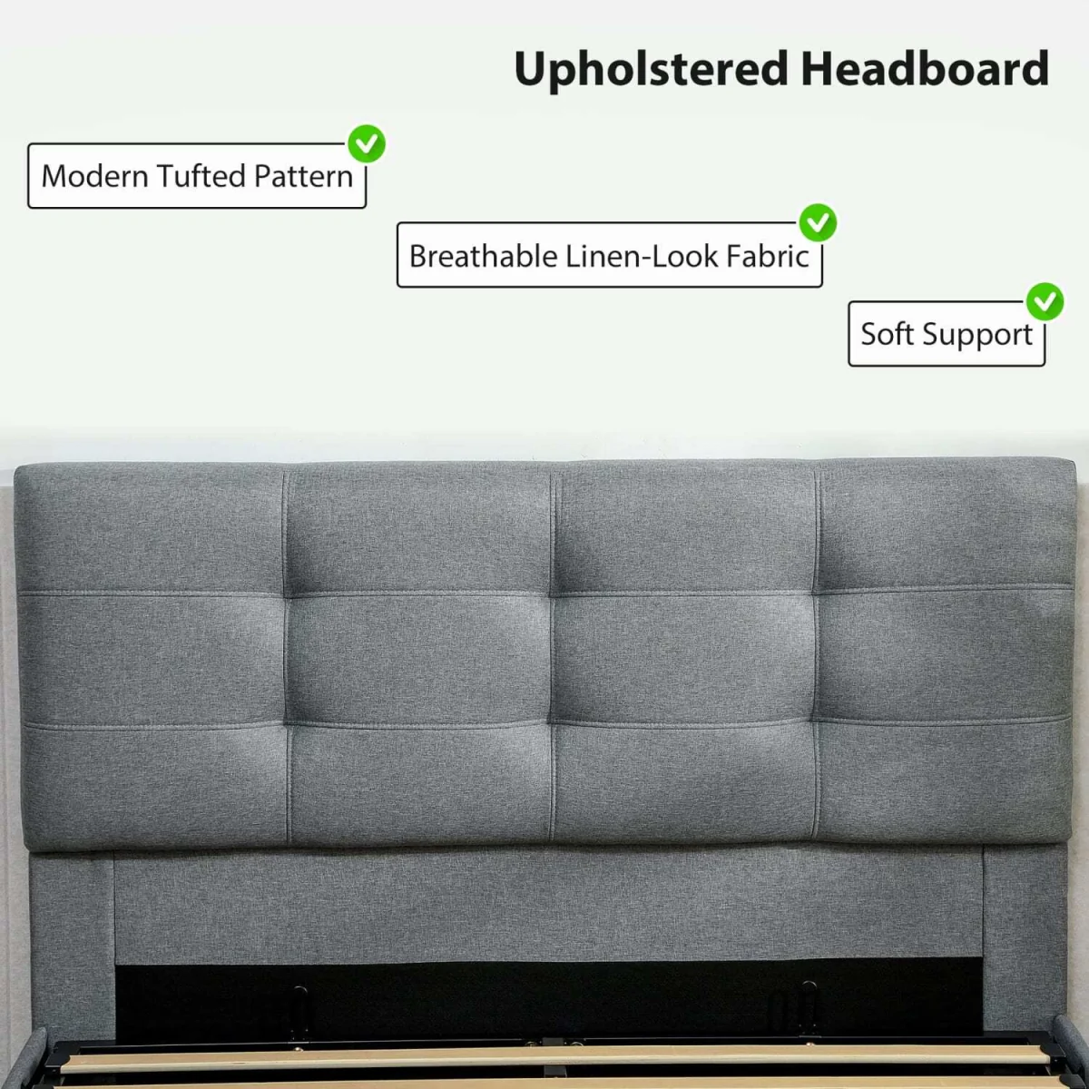 Sutto 4FT6 Double Ottoman Bed with Gas-Lift Storage, Grey – image 7