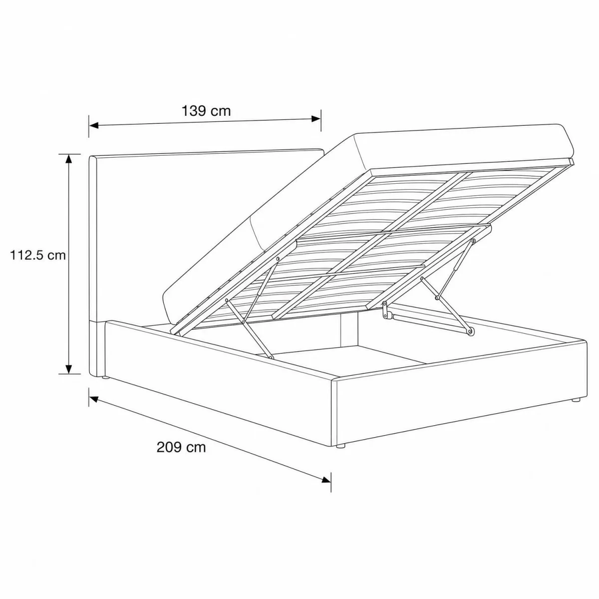 FWStyle Fossil Small Double Ottoman Bedframe Padded Headboard - Fossil – image 7