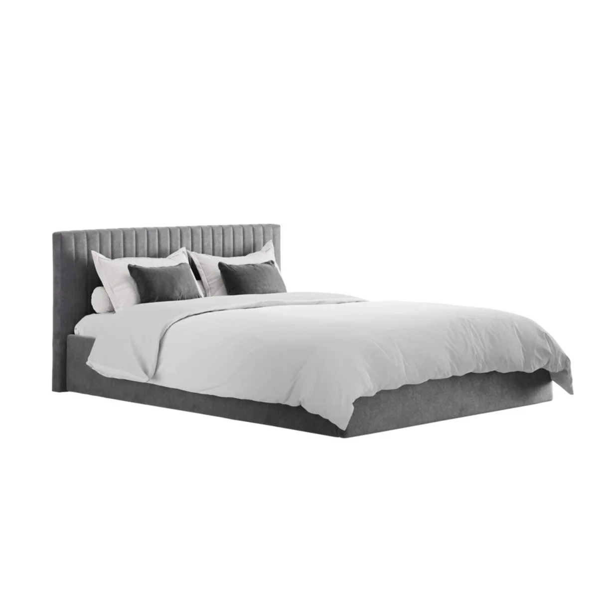 Dublin Silver 4ft6 Double Ottoman Bed with Ribbed Velvet Headboard and Ottoman Storage - Grey – image 5