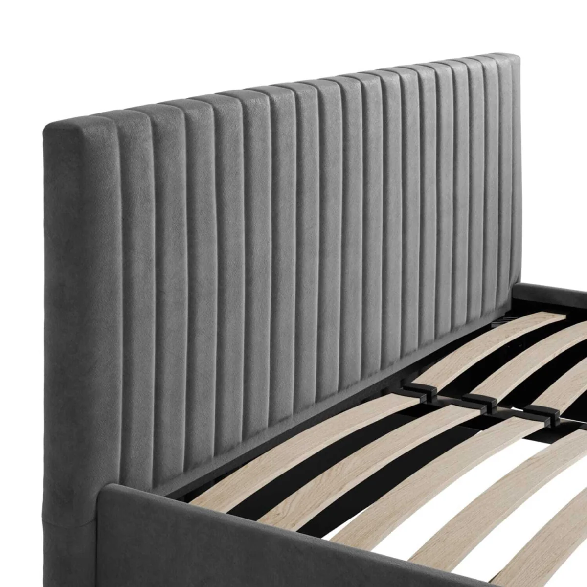 Dublin Silver 4ft6 Double Ottoman Bed with Ribbed Velvet Headboard and Ottoman Storage - Grey – image 6