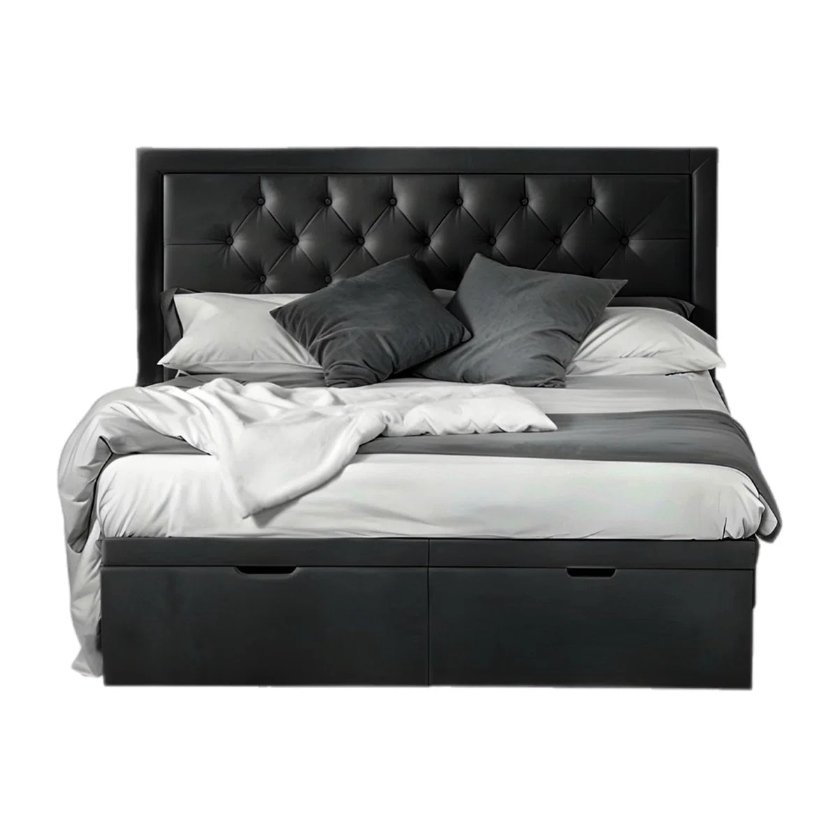 Hillier Hilton Chesterfield Ottoman Bed - Black / Double